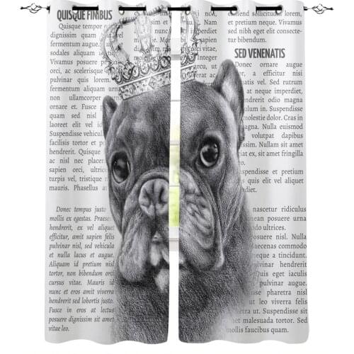 Bulldog Crown On The Newspaper Curtain For Kitchen Living Room Bedroom Curtains Home Decoration Window Treatments Drapes