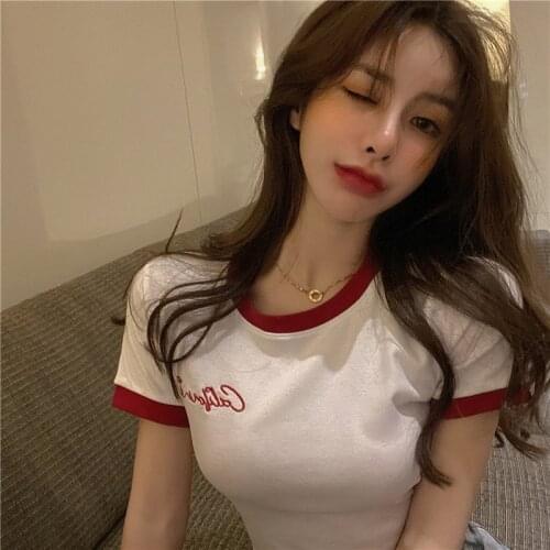 T shirt women summer clothes 2021 Brief paragraph show thin short sleeve new render unlined upper garment tshirt WBXW294