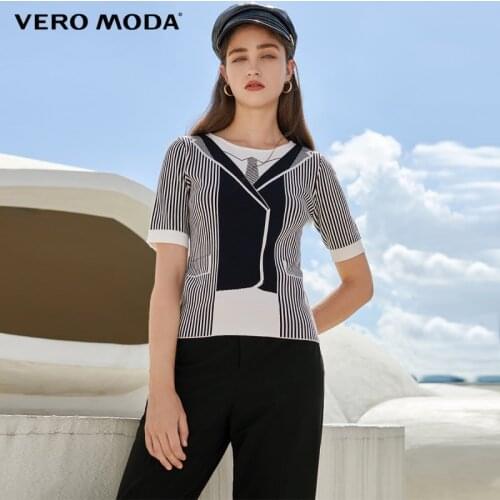 Vero Moda Women Crew Neck Stripe Short Sleeve Sweater | 320324006