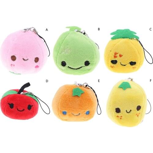 10PCS 8cm Fruit Colourful Grey Pink Yellow Blue Favorite Bag Plush Mini Pendant Keychain Doll Ring Toy