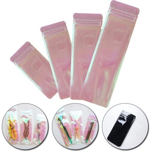 10Pcs/Set Laser Iridescent Bags Reusable Zip Lock Storage Bags For Mulit Size Gift Packaging Food Makeup Storage Bags Pouches