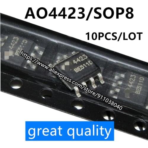 10PCS/LOT New AO4423 silk screen 4423 patch SOP-8 30V/17A MOSFET field effect tube P-channel