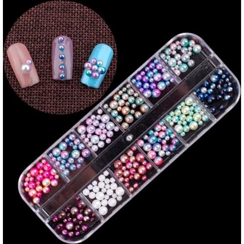 12 Grids/Box DIY Nail Art Tool Gorgeous Glitter Pearl Nail Art Rhinestones Sequins Jewelry DIY Nail Art Decoration Manicure Tool