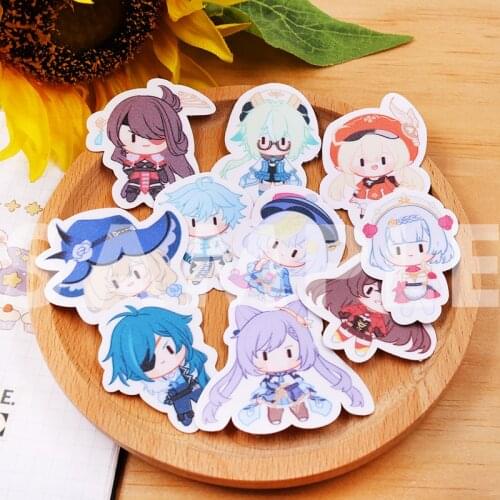 24Pcs New Anime Genshin Impact Venti Paimon Diluc Klee Keqing Cartoon Stickers Waterproof Luggage Guitar Phone Decal Decor