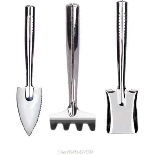 3pcs/set Stainless Steel Gardening Kit Shovel Spade Rake Mini Garden Tool for Digging Planting O29 20 Dropship