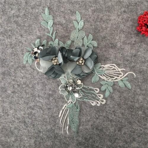 3D flower Embroidery Lace collar Applique Sequins DIY Lace fabric Rhinestone Clothing Decorate Boutonniere Patches Accessories
