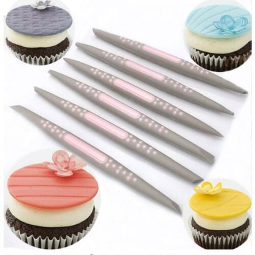 6Pcs/Set Fondant Cake Sugar Soft Tip Shapers Modelling Tool Cakes Decorating Modelling Craft Clays Tools Bakeware Cake Tools