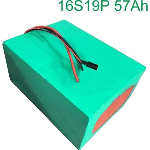 60V 57Ah 16S19P 18650 Li-ion Battery electric two Three wheeled motorcycle bicycle ebike 320*210*140mm