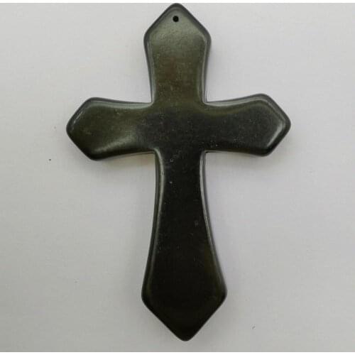 84x55MM Black Howlite Cross GEM Loose Beads Pendant Jewelry For Woman Gift S269