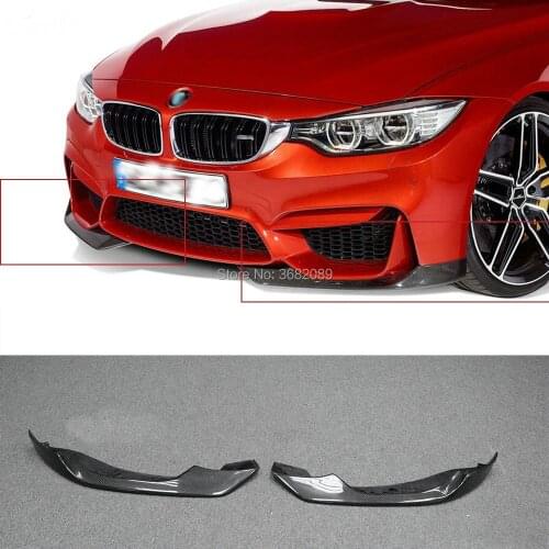 AC Style 2PCS Real Carbon Fiber Front Bumper Splitter Spoiler Lip Flaps Fit For BMW F80 M3 2015-2019 F82 F83 M4 2014-2019 2018