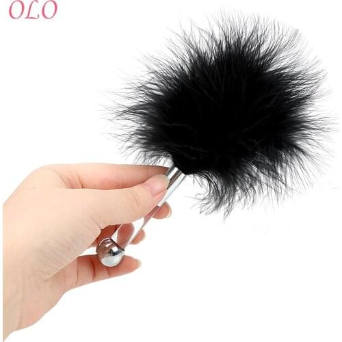 OLO Anal Plug Butt Plug Flirting Stick Adult Games with Feather Tail Mini Steel Ball Sex Toys for Women Couple Foreplay