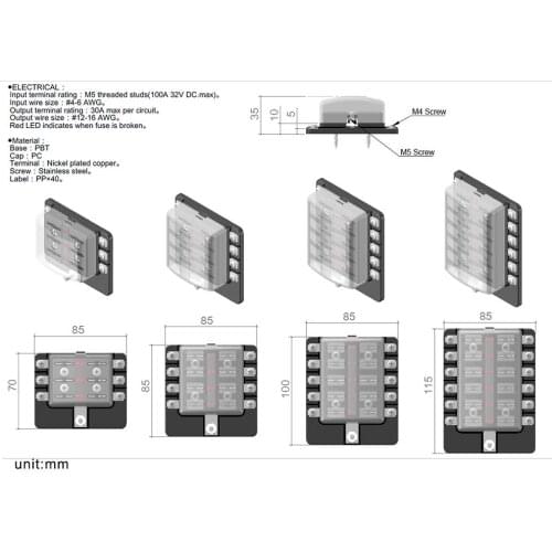 6 Way Blade Fuse Box Fuse Block Circuit Fuse Holder Box with Fuses for 12V 24V 32V Car Marine Autos Airplanes Tankers Ships