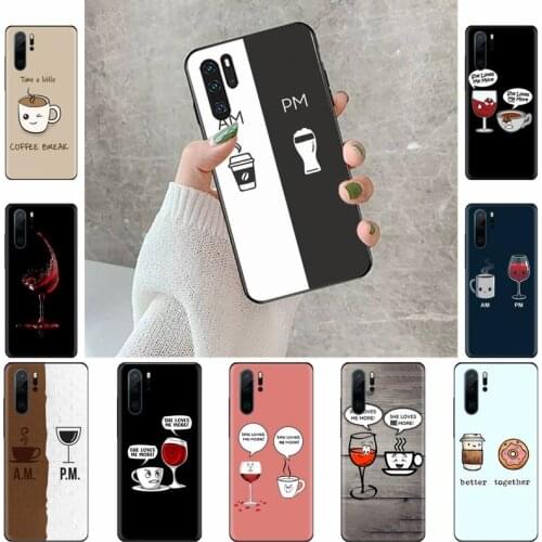 Coffee red Wine Cup art design cartoon Phone Case For Huawei Y5 Y6 II Y7 Y9 PRIME 2018 2019 NOVA3E P20 PRO P10 Honor 10