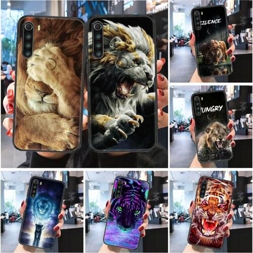 Lion Tiger Animal Cool ferocious Phone case For Xiaomi Redmi Note 7 7A 8 8T 9 9A 9S 10 K30 Pro Ultra Frosted black trend coque