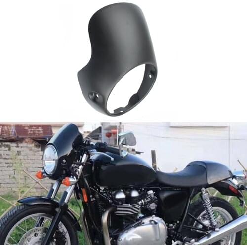 Black Motorcycle Cafe Racer 7" Headlight Fairing Windshield Screen Protector Kit Ornamental