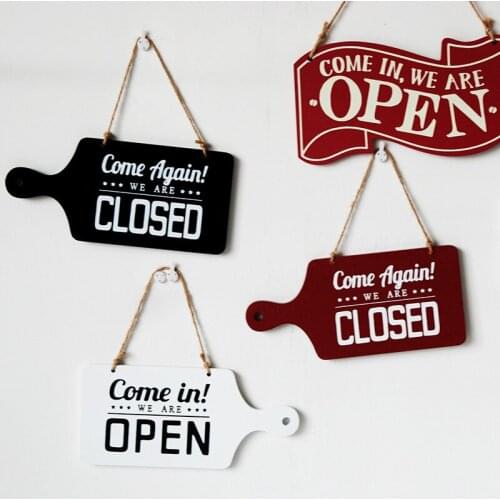 Double-sided Retro American Shop Wifi Password Coffee Shop Decoration Wooden House Number Home Hanging Decor Doorplate