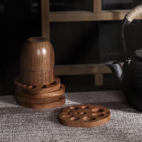 Ebony Potholder Pad Cute Lotus Root Coaster Anti-scald Table Mat Kung Fu Tea Coaster Wooden Pad Coffee Mat Home Kitchen Supplies