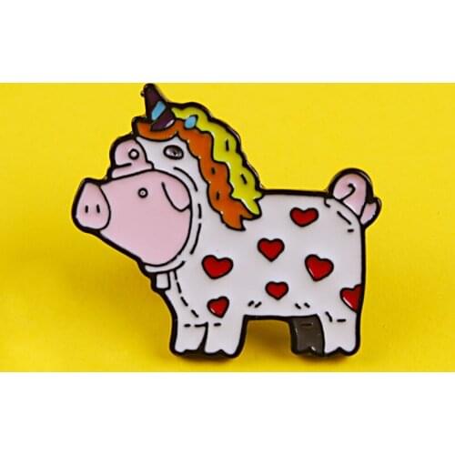 Unicorn Pig Brooches Enamel Pins For Backpacks Cartoon Style Metal Badges On Clothes T-Shirt Lapel Pin Bag Badge Gifts Brooch