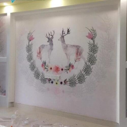 Custom size European custom background wall Retro wallpaper mural in the living room TV wall in the bedroom Elk garland PVC silk