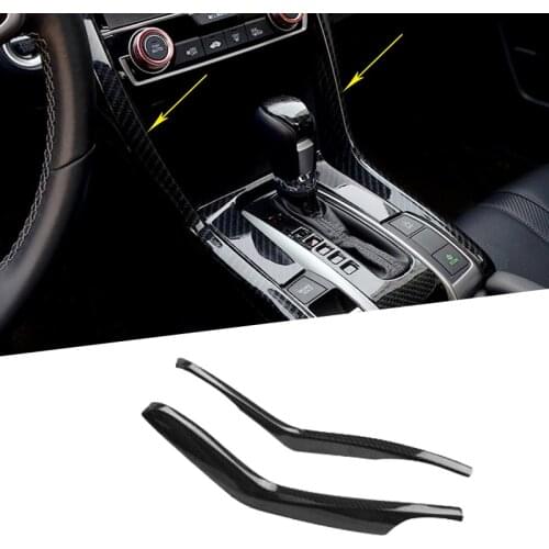 Carbon Fiber Interior Mouldings Gear Box Console Panel Frame Cover Trim Sequin Decoration For Honda Civic 10th 2016 2017 2018