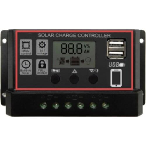 Solar PV Charge Controller 30A/20A/10A 12V 24V with LCD display and double USB PWM Solar PV Regulators Battery Chargers home use