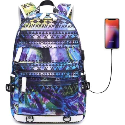 2020 Colorful Backpacks For Teenages Boys High School Bag Student Bookbag USB Backpack Men Travel Shoulder Bag Packsack Mochila