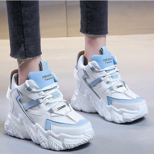 Lucyever Hidden Heels Chunky Sneakers Women 2021 Spring New Breathable Mesh Casual Shoes Woman Thick Bottom Vulcanize Shoes