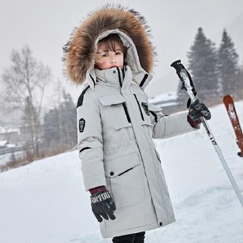 High Quality 2020 Winter Childrens Down Jacket Fur Collar Zipper Long Thicken Warm Fashion Girls Wild Down Jacket 6-14 Years