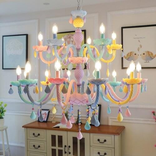 Hotel Shop Creative Chandeliers Princess Bedroom Crystal Lamp American Living Room Restaurant Lighting Color Crystal Chandeliers