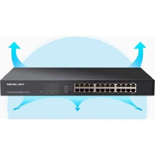 Steel/Metal cabinet 24 RJ45 Ports 1000M Gigabit Enternet Network Switch Auto MDI/MDI-X Half/Full Duplex 6KV Lightning Protection