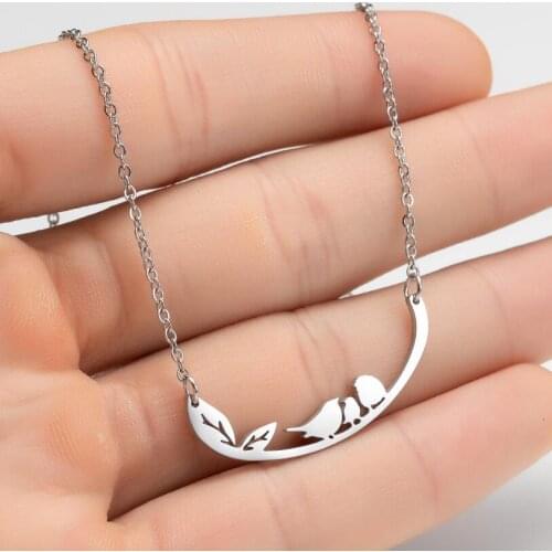 Fashion Cute Birds Clavicle Chain Necklace Stainless Steel Surfing Kayaking Music Note Small Pendant Necklace For Men Women Gift