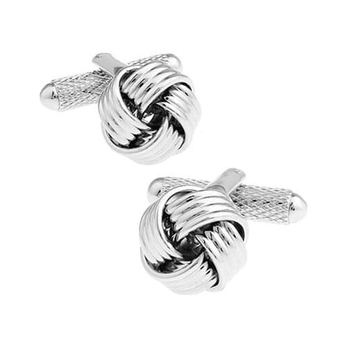 Men Gift Metal Cufflinks Novelty Metal Knot Ball Design Silver Color Copper Cuff Links Wholesale&retail
