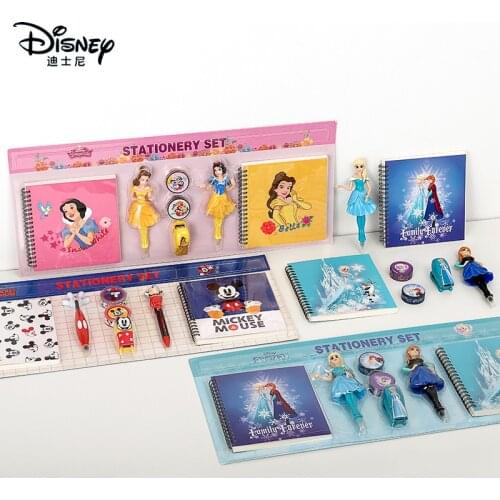 Disney childrens creative stationery set princess pen stapler bead notebook student school supplies cartoon office supplies