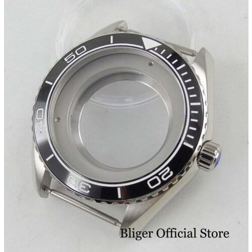 Stainless Steel 45mm Watch Case With Rotating Bezel Sapphire Glass Fit MIYOTA Movement