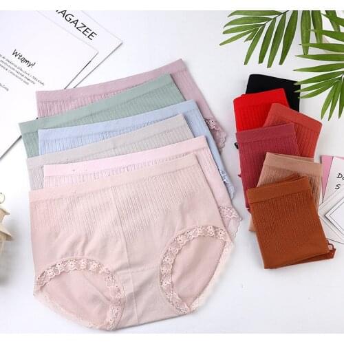 New WomenS Close Fitting Panties Comfortable Elastic Waist Health Antibacterial Bottom Lace Pants Bottom Soft Underwear