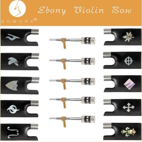 BOWORK Ebony & Nickel Fully Finished Frogs Violin Bow Frog 4/4 Fiddle Bow Frog Violinist Replacement Luthier Tool