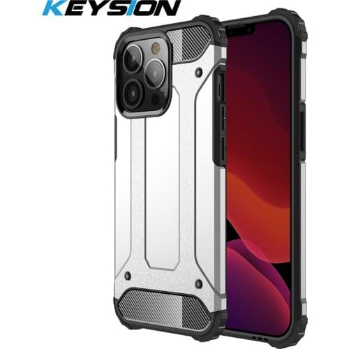KEYSION Shockproof Armor Case for iPhone 13 Pro Max 13 mini Hard PC+Soft Silicone Phone Back Cover for iPhone 12 Pro Max 11 New