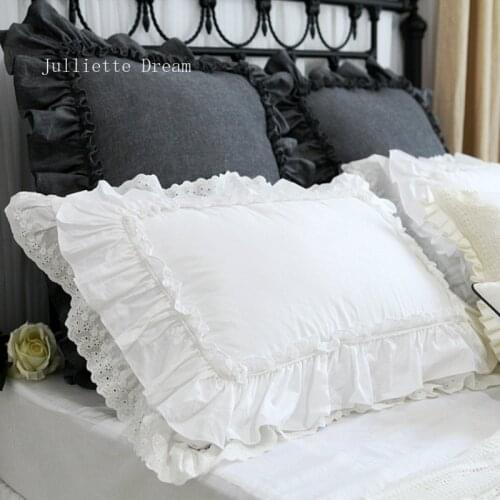 2pcs Luxury pillow case European princess big ruffle pillow cover handmade wrinkle lace pillow case pillow sham sweet pillowcase