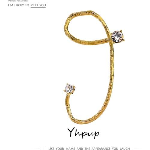 Yhpup 1PCS New Design Geometric Ear Bone Earrings Luxury Rhinestone Jewelry Trendy Metal No Piercing Ear Clip Accessories Gift