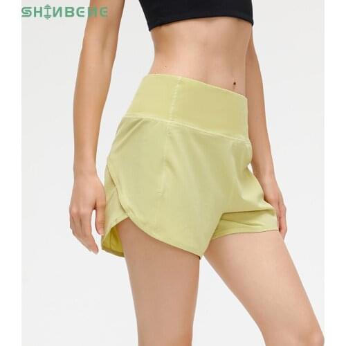 SHINBENE 4" Lined Mid Rise Gym Fitness Workout Shorts Women Lightweight Quick Dry Running Sport Shorts with Back Zipper Pocket