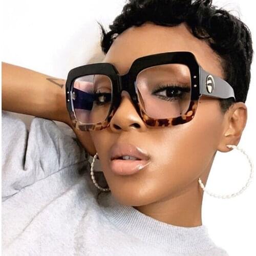 2020 Anti Blue Light Oversized Glasses Frame Women Fashion Luxury Brand Square Big Frame Clear Lens Transparent Frames Vintage