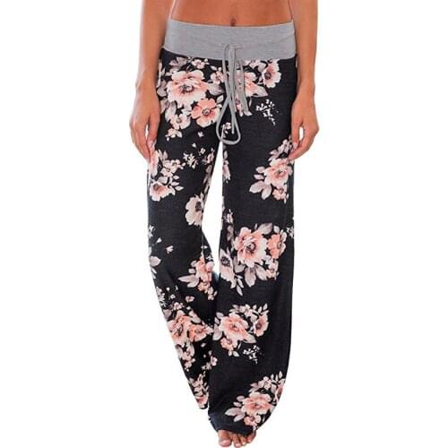 Women Thin Wide Leg Pants Floral Printed Pattern Loose Spring Summer