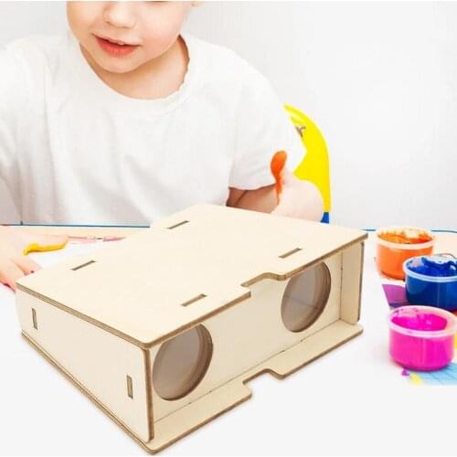 1 Set Interest Cultivation Science Telescope Toy DIY Hands-on Ability Improvement Wooden Craft Telescope Toy for Children