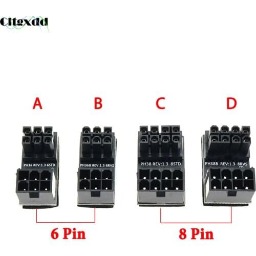1PCS Desktop Graphics Car Power Adapter Socket 180 degree 6Pin 8Pin Power Interface Turning Connector For Motherboard Mainboard