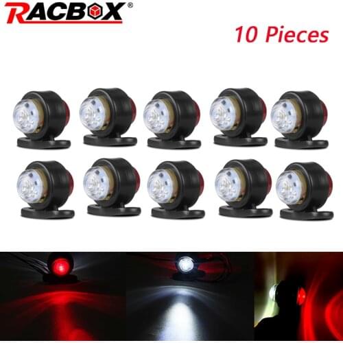 10pcs Racbox Red White Truck Double Side Marker Led Lights signal Indicator Lamp 12V 24V Universal For Car Trailer Lorry Van
