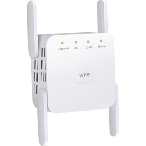 1200Mbps 2.4G 5G Wireless Wifi Repeater 4 Antennas Signal Booster US Plug