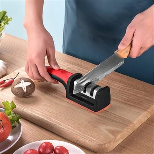 3 In 1 Manual Knife Sharpener Steel Diamond Ceramic Coated Knife Sharpener Double Groove Square Head Kitchen Sharpening Tools