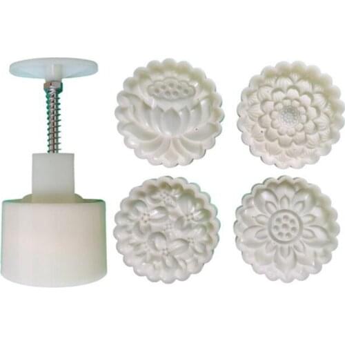 50LB Plastic Mooncake Mold 125g Flower Stamp Cookie Cutter Mould DIY Baking Accessory