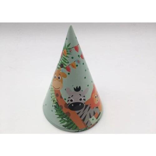 6pcs/set Jungle Animal Disposable Hats Happy Birthday Decoration Supplies