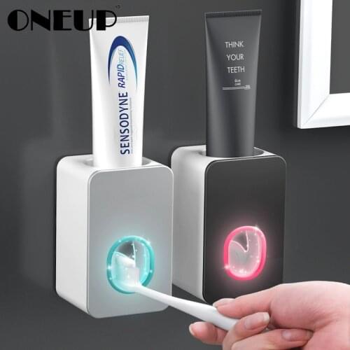 ONEUP Automatic Toothpaste Dispenser Toothpaste Squeezers Dust-proof Toothbrush Holder Wall Mount Stand Bathroom Accessories Set